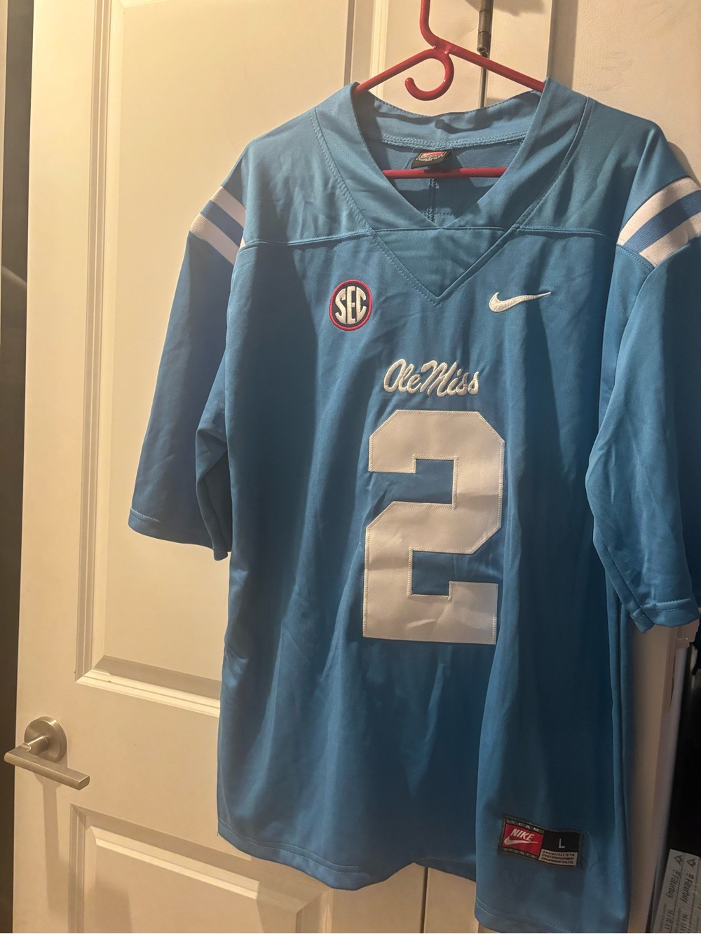 NWOT Nike Ole Miss Light Blue Jaxson Dart 🎯 Jersey with White #2 - Men
